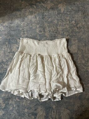 Forever 21 White Smocked Waist Mini Skirt